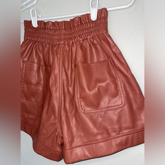 ZARA Faux Leather Paper Bag Style High Waisted Bermuda Shorts RN 77302 GUC - Picture 7 of 16